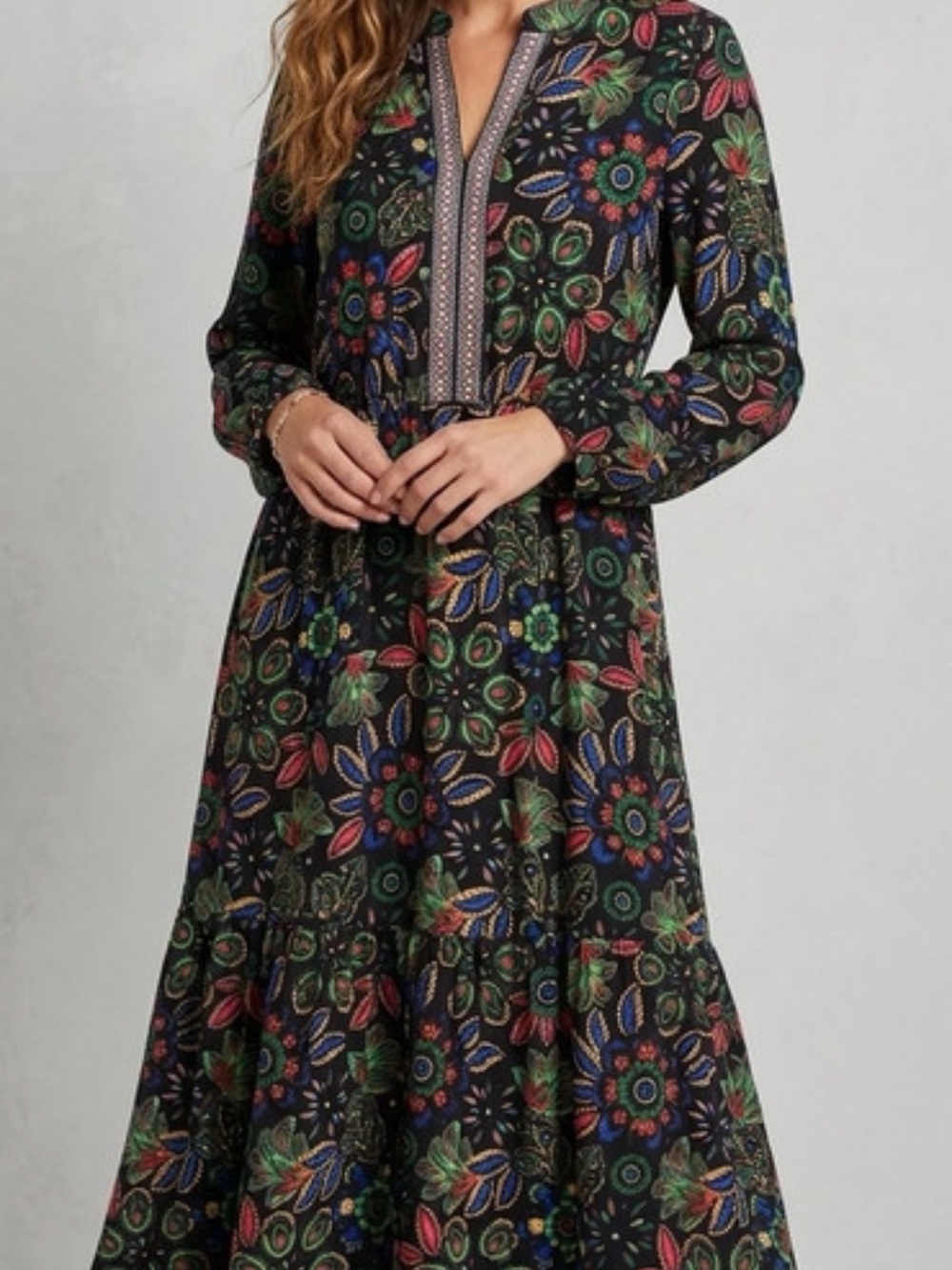 Rustty Dustty Bohemian Tiered Paisley Maxi Dress NWT size L